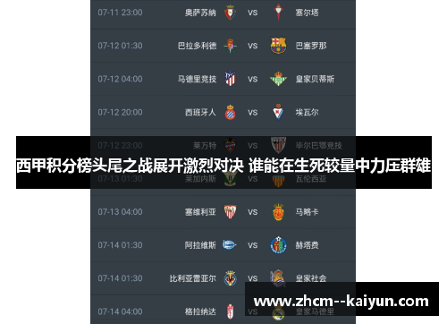西甲积分榜头尾之战展开激烈对决 谁能在生死较量中力压群雄