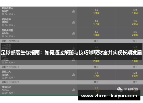 足球部落生存指南：如何通过策略与技巧赚取财富并实现长期发展